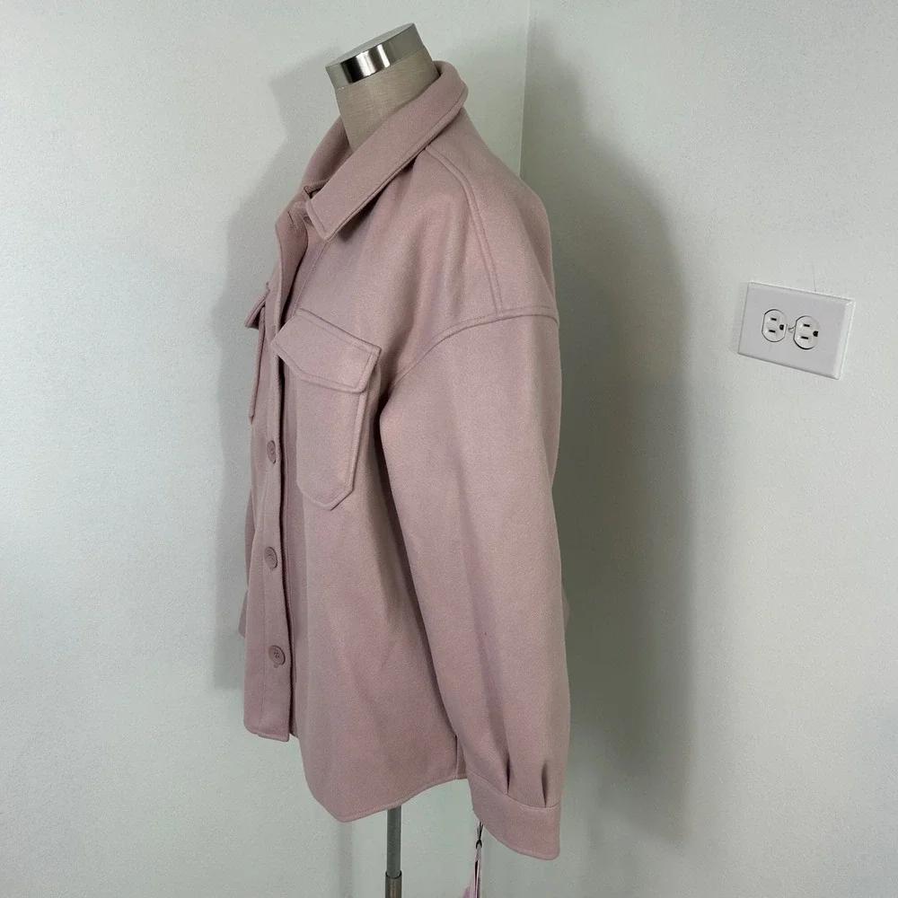 Anthropologie Avec‎ Les Filles Shacket Dusty Pink Button Up Shirt Jacket NWT